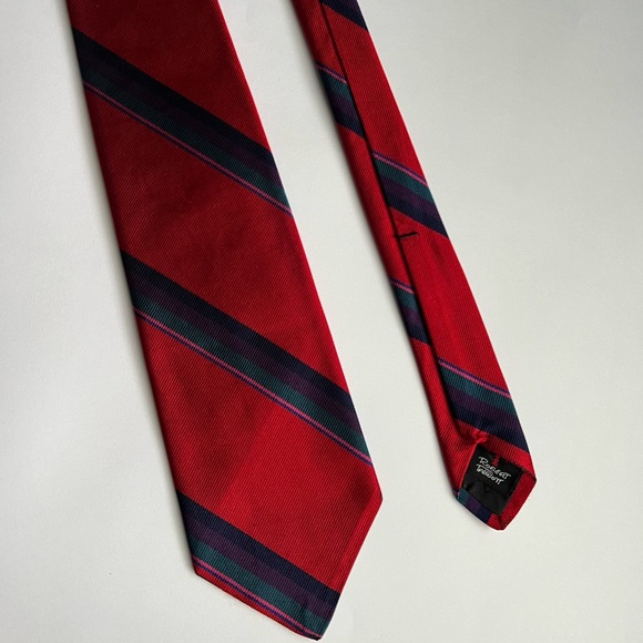 Robert Talbot Silk Red Striped Tie - Picture 2 of 5
